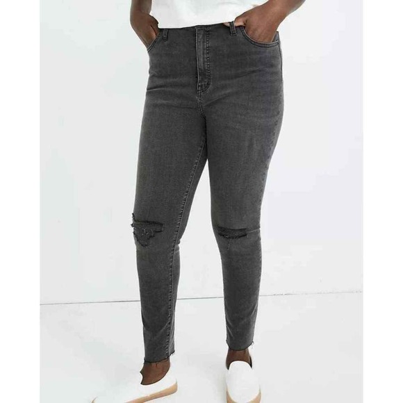 Madewell Curvy High-Rise Skinny Jeans in Black Sea plus size 37 Petite 24 - Picture 4 of 11
